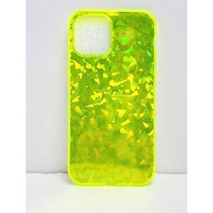 Iphone 12 - 12 Pro Neon Yellow Holographic Laser Fragments Phone Case